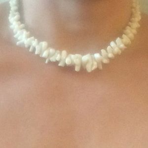 White Coral Branch Choker w/ Sterling Flower Clasp